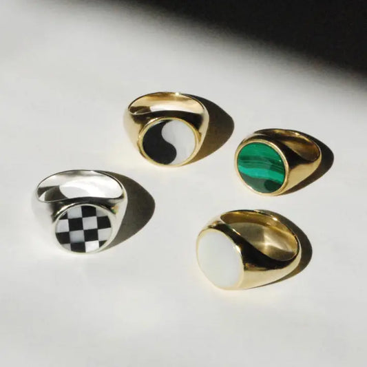 Classic Inlay Signet Ring (5 Stone Options)
